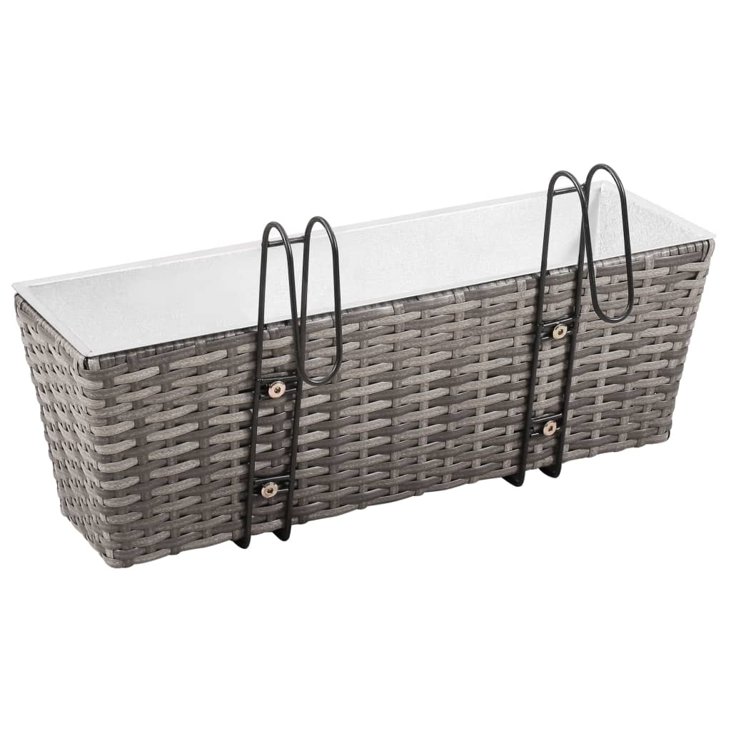 Balcony raised bed 2 pcs. 50 cm gray poly rattan