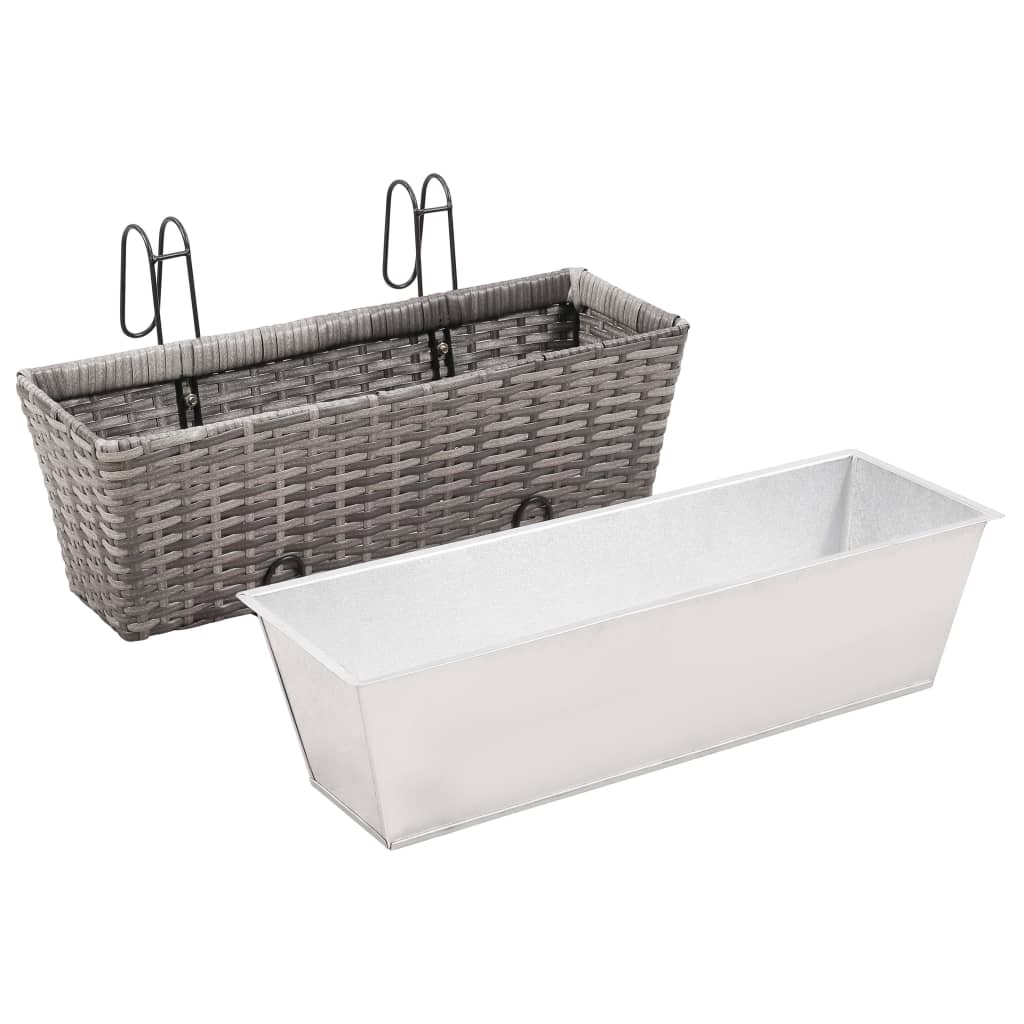 Balcony raised bed 2 pcs. 50 cm gray poly rattan