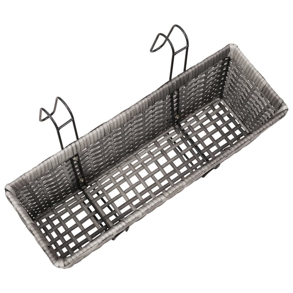 Balcony raised bed 2 pcs. 50 cm gray poly rattan