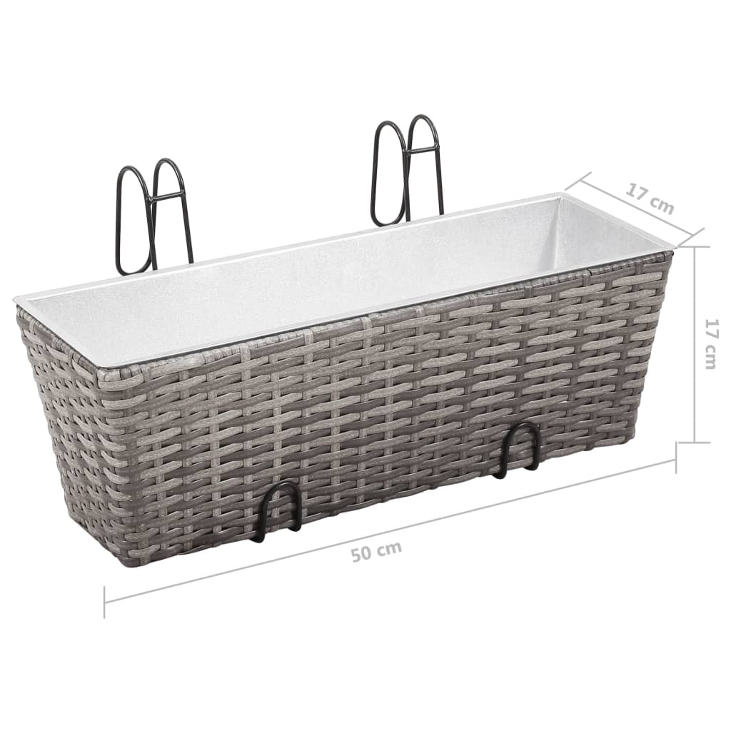 Balcony raised bed 2 pcs. 50 cm gray poly rattan