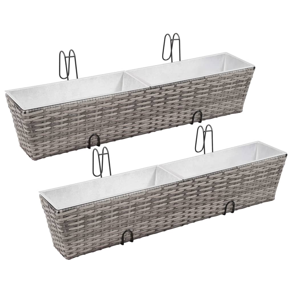 Balcony raised bed 2 pcs. 80 cm gray poly rattan