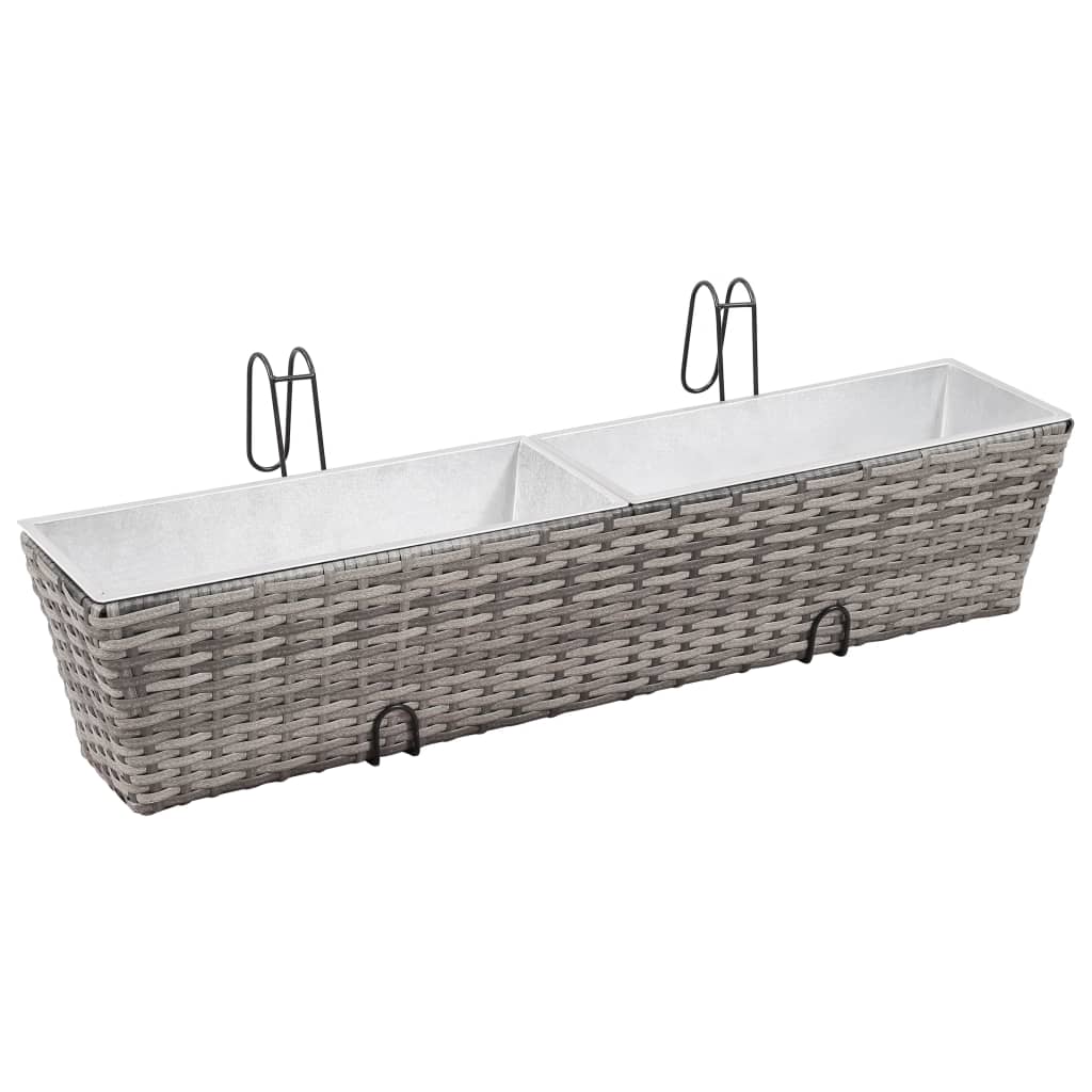 Balcony raised bed 2 pcs. 80 cm gray poly rattan