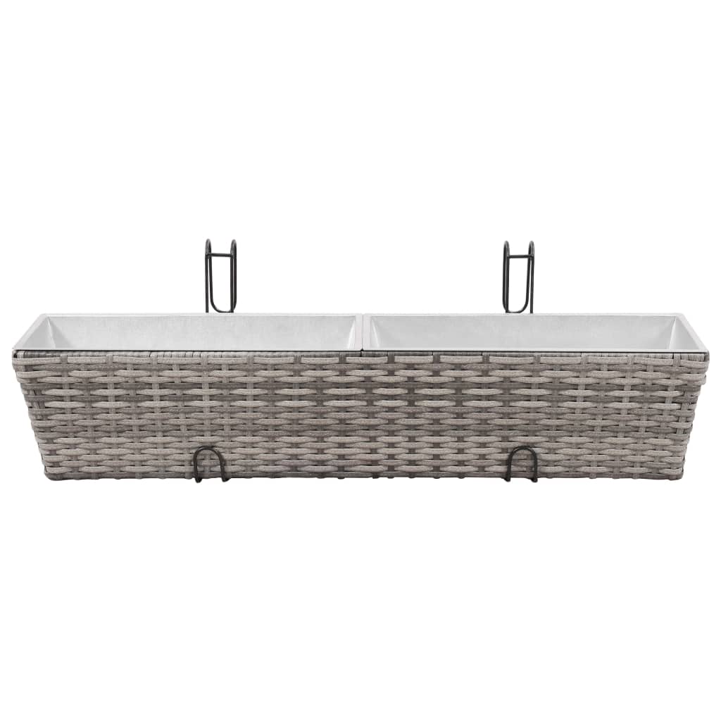 Balcony raised bed 2 pcs. 80 cm gray poly rattan