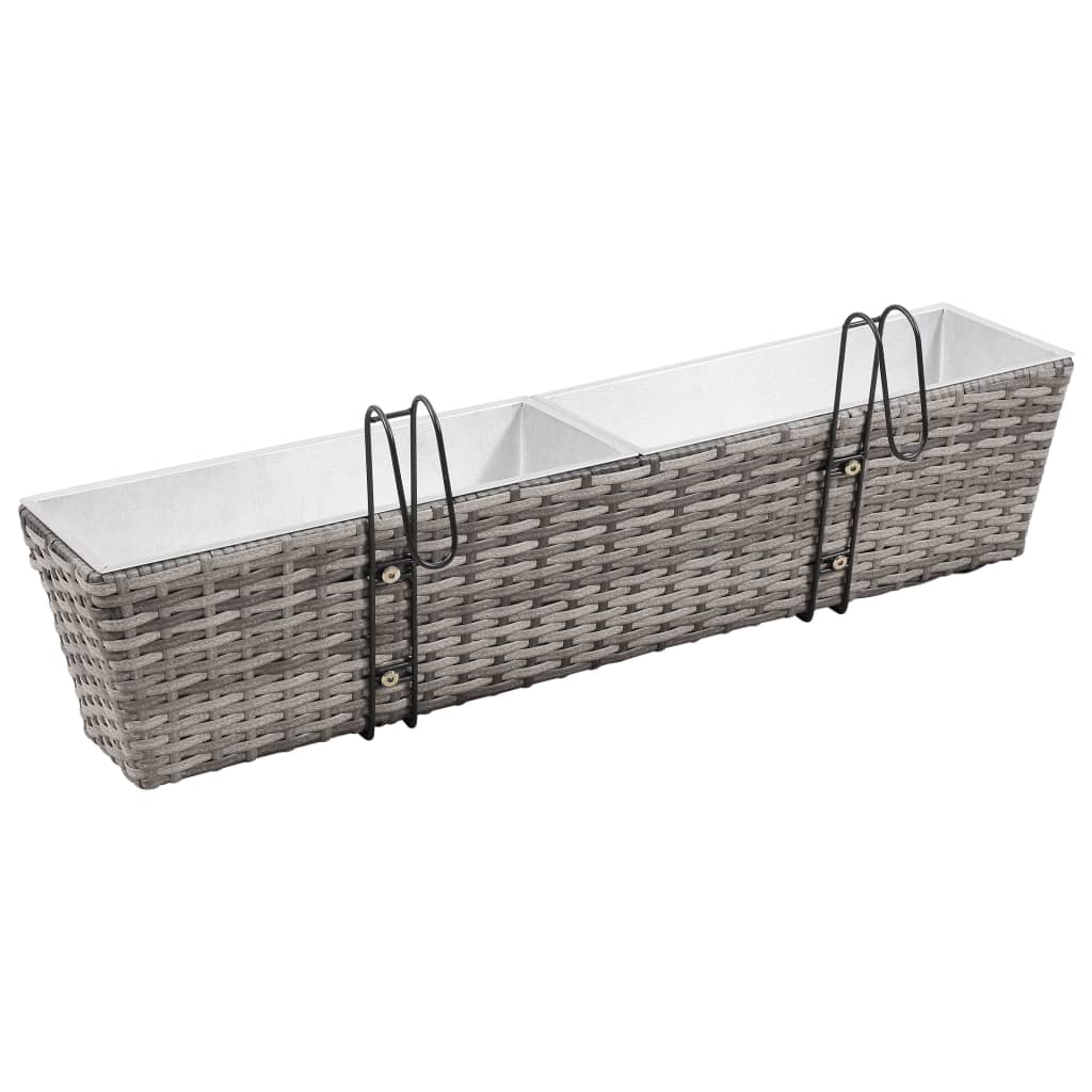 Balcony raised bed 2 pcs. 80 cm gray poly rattan