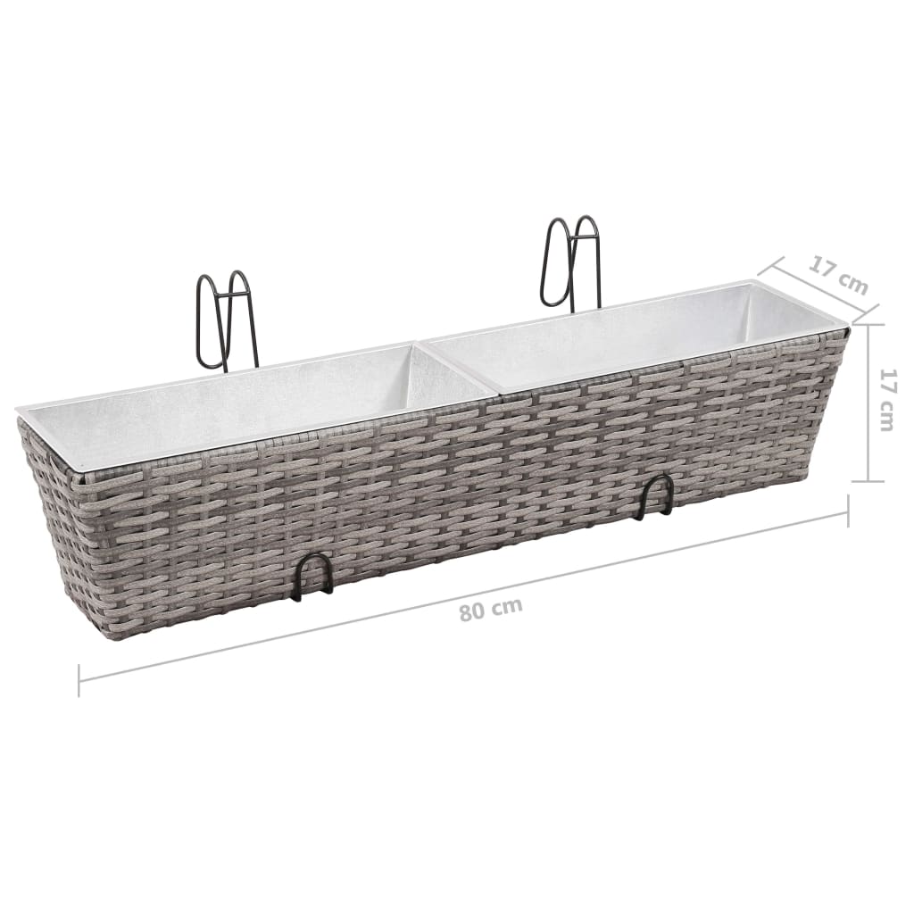 Balcony raised bed 2 pcs. 80 cm gray poly rattan