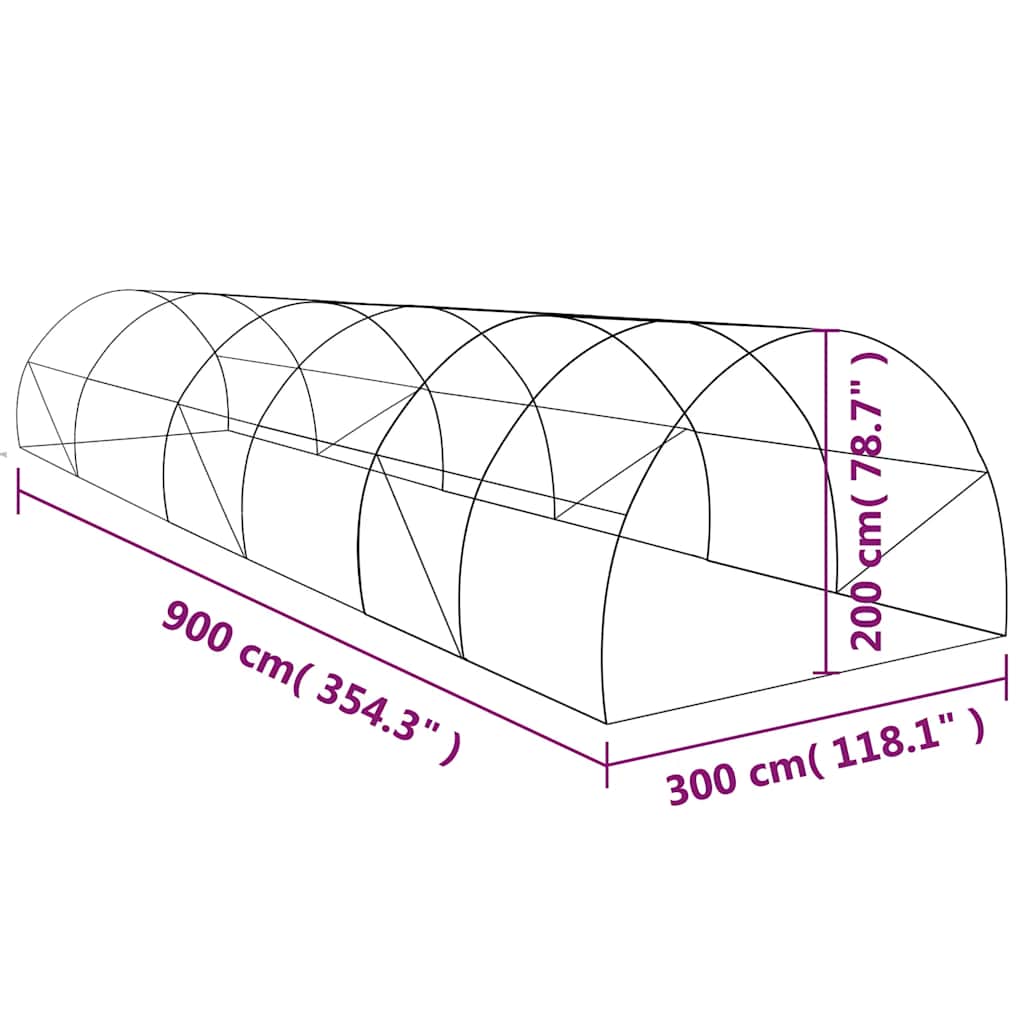 Gewächshaus 27m² 900x300x200 cm