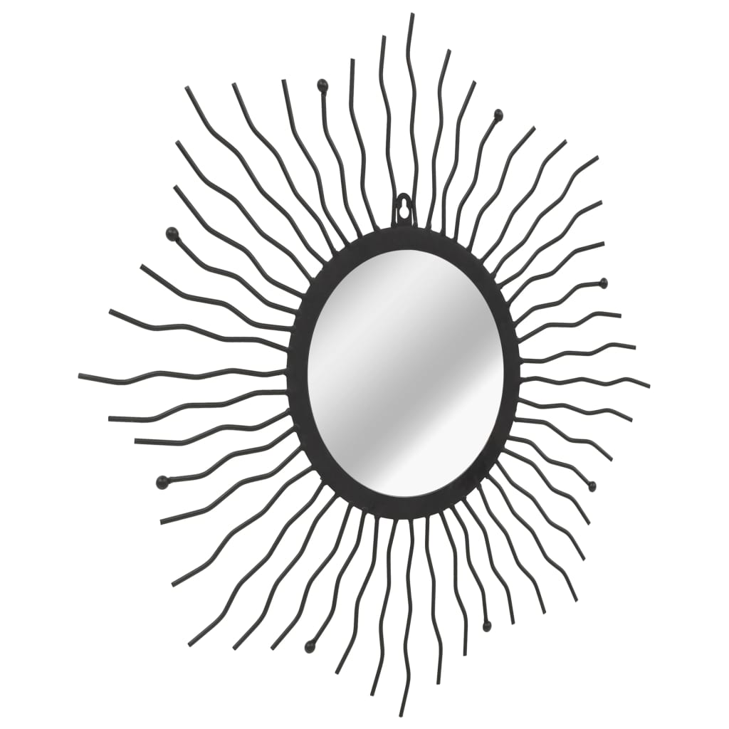 Garden wall mirror sun shape 60 cm black
