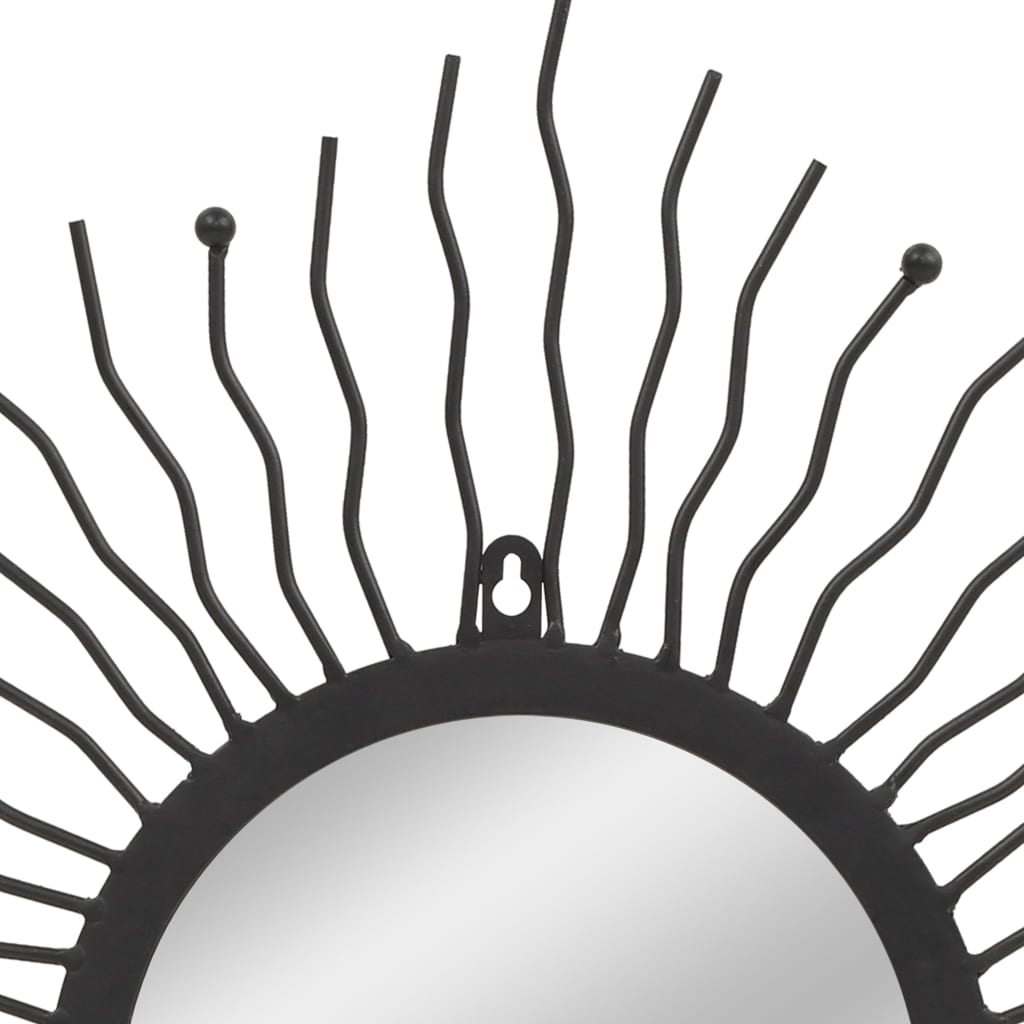 Garden wall mirror sun shape 60 cm black