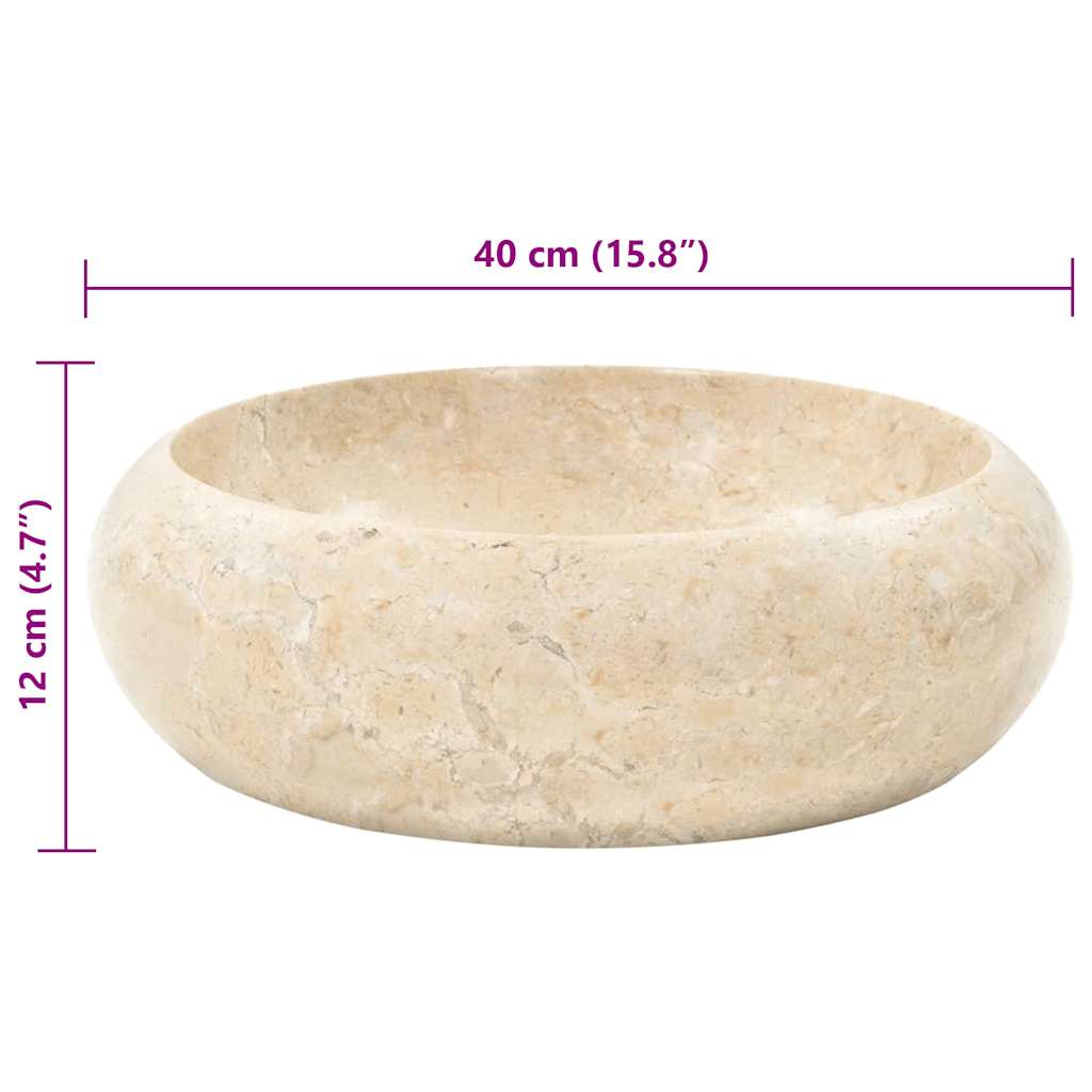 Waschbecken 40x12 cm Marmor Creme
