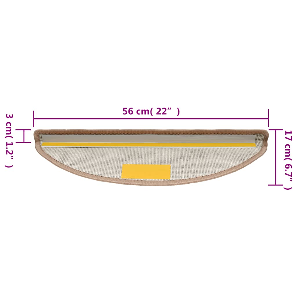Stufenmatten 15 Stk. 56x17x3 cm Hellbraun Halbrund