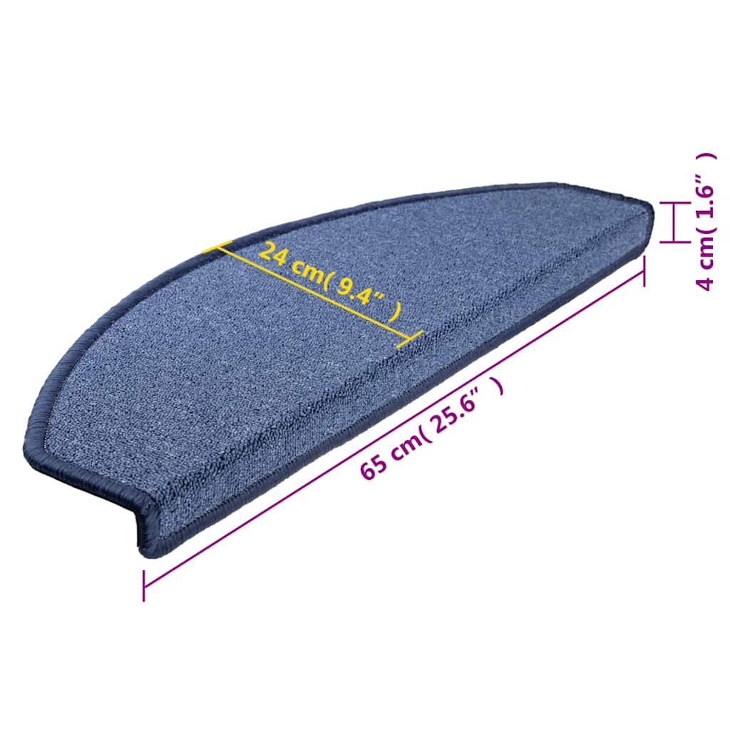 Stufenmatten 15 Stk. 65x24x4 cm Blau Halbrund Groß