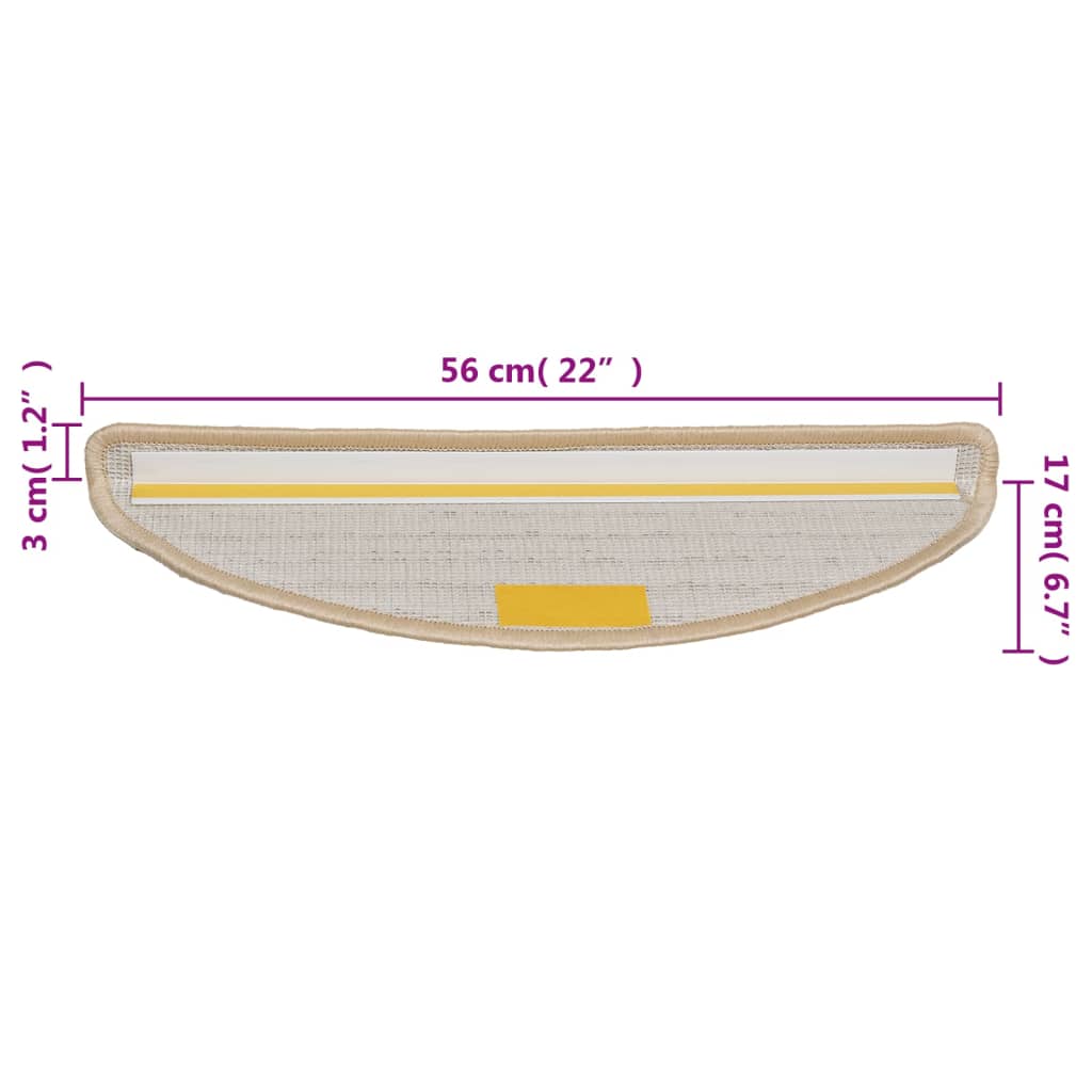 Stufenmatten 15 Stk. 56x17x3 cm Creme Halbrund