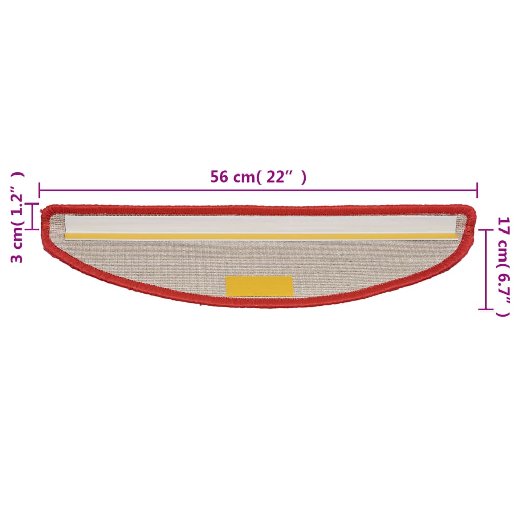 Stufenmatten 15 Stk. 56x17x3 cm Rot Halbrund