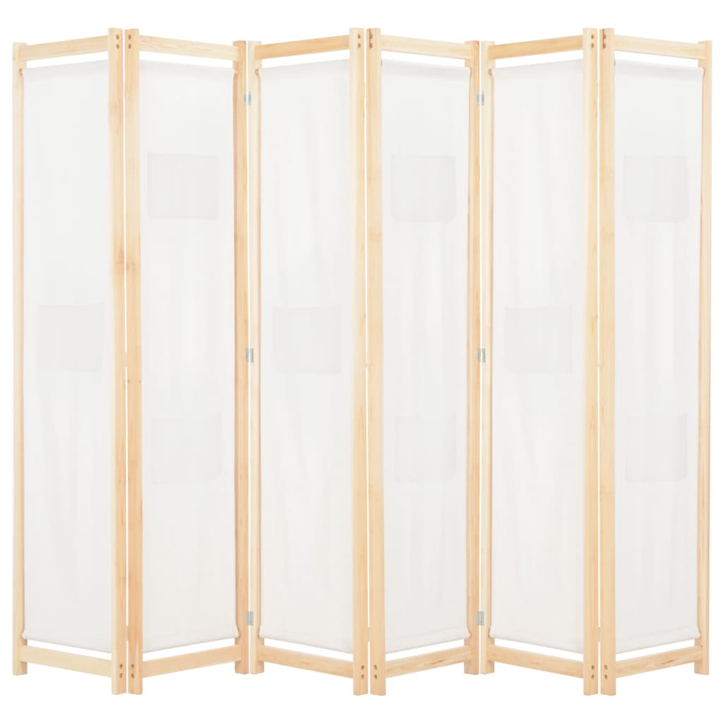 Paravent 6 pièces blanc crème 240 x 170 x 4 cm tissu