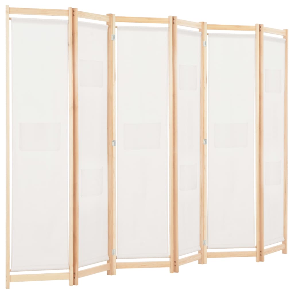 Paravent 6 pièces blanc crème 240 x 170 x 4 cm tissu