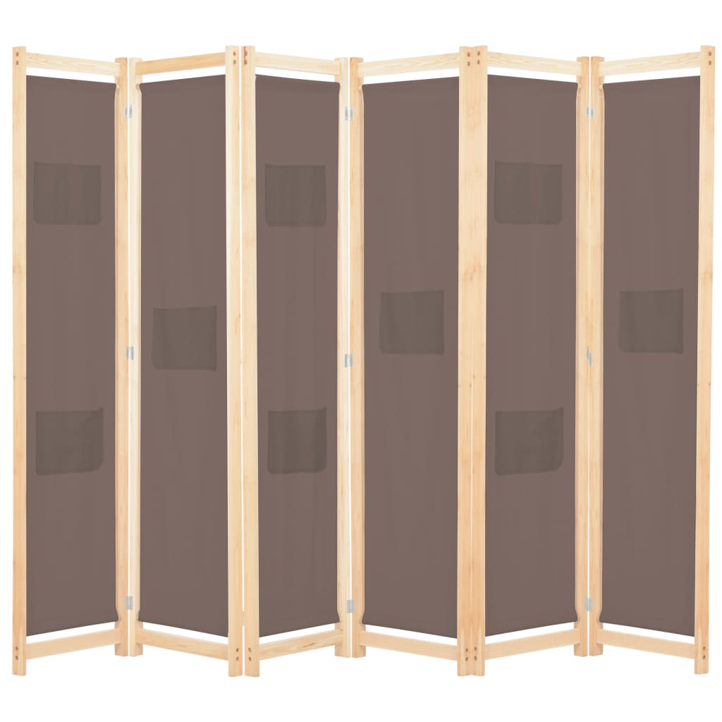 Paravent 6 pièces marron 240 x 170 x 4 cm tissu