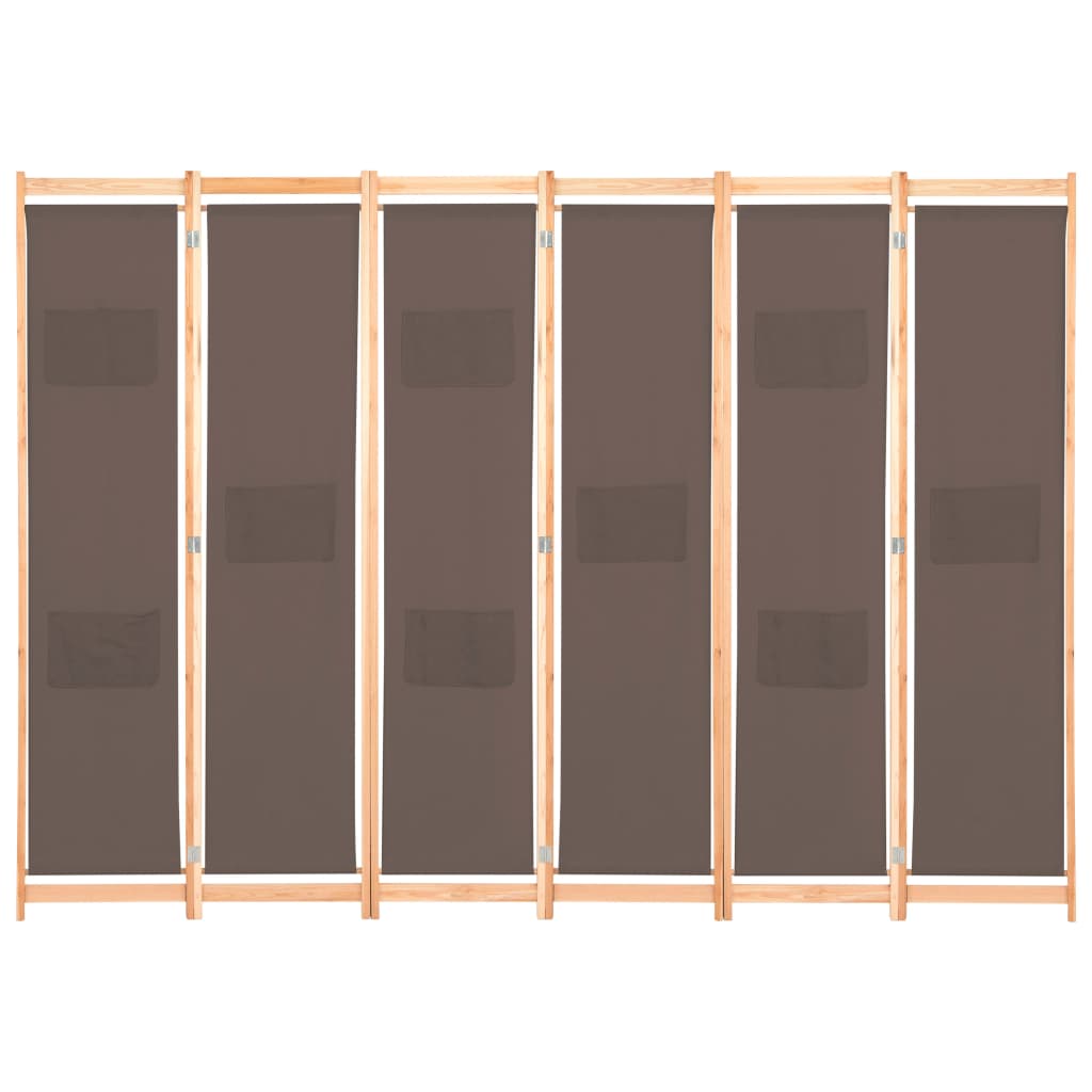 Paravent 6 pièces marron 240 x 170 x 4 cm tissu