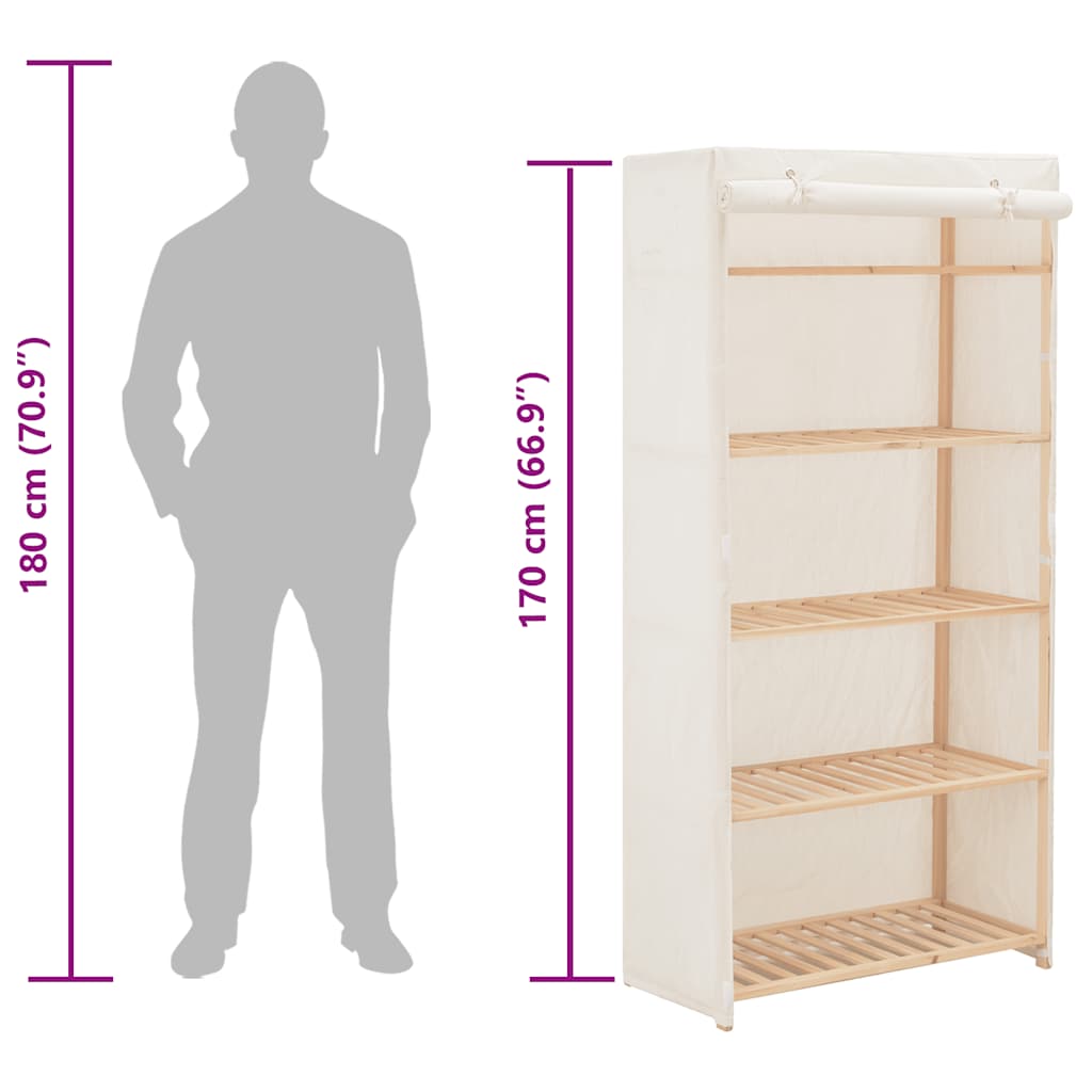 Kleiderschrank Weiß 79 x 40 x 170 cm Stoff