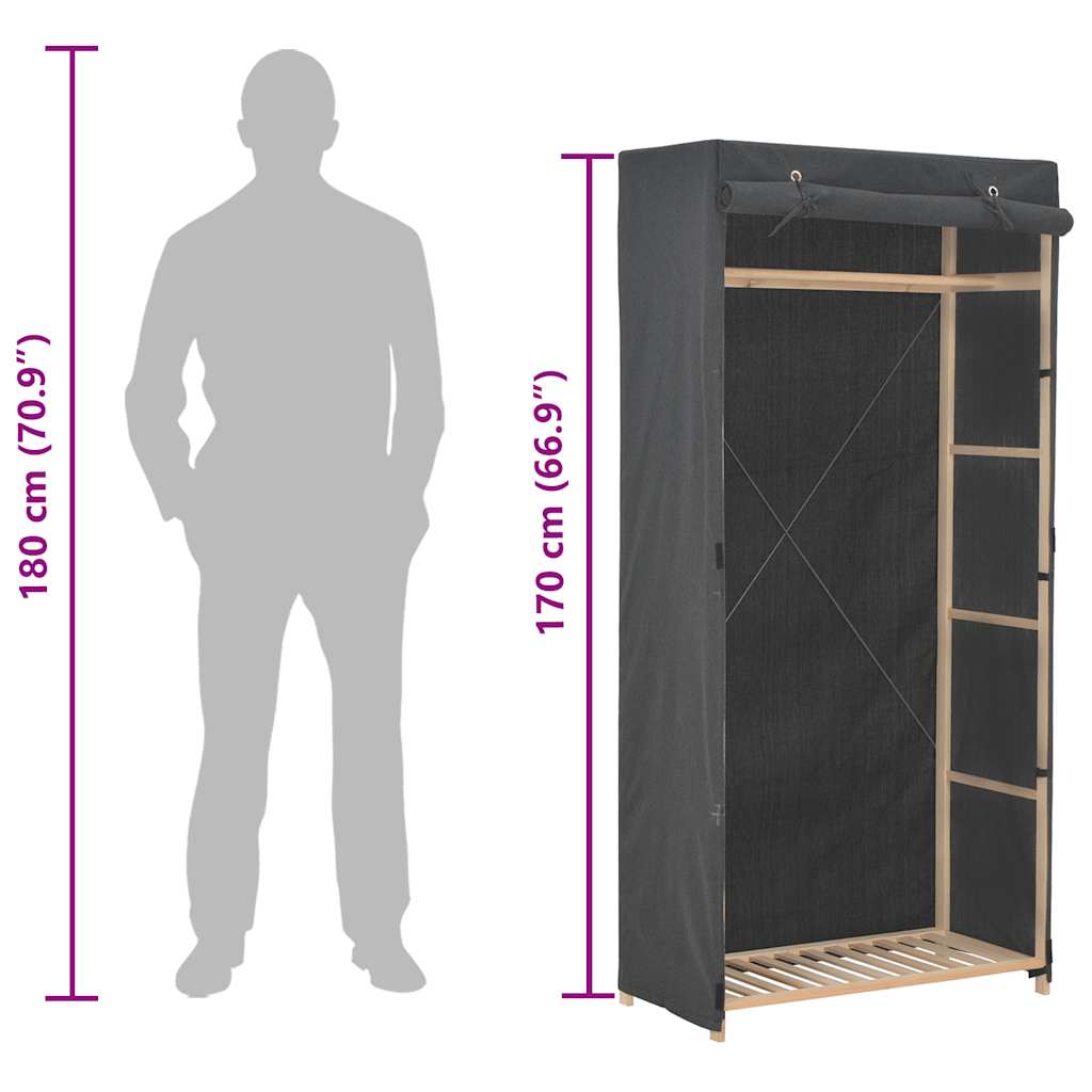 Kleiderschrank Grau 79 x 40 x 170 cm Stoff
