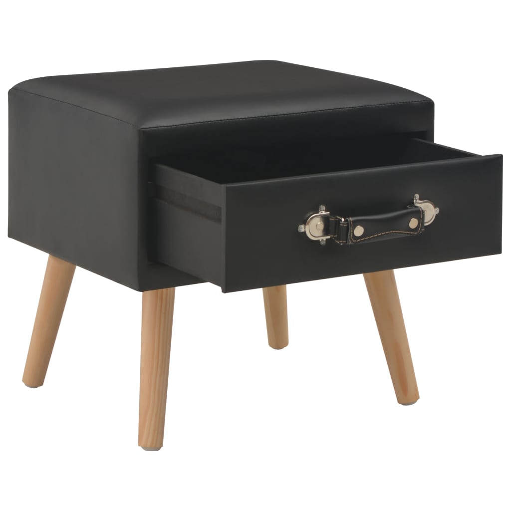 Nachttisch Schwarz 40x35x40 Kunstleder