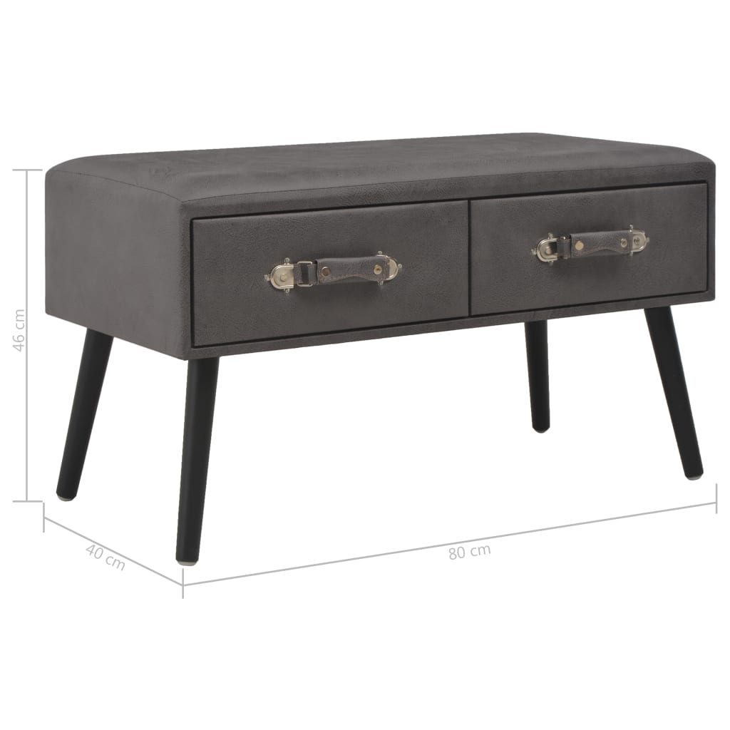 Table basse grise 80x40x46 cm en similicuir