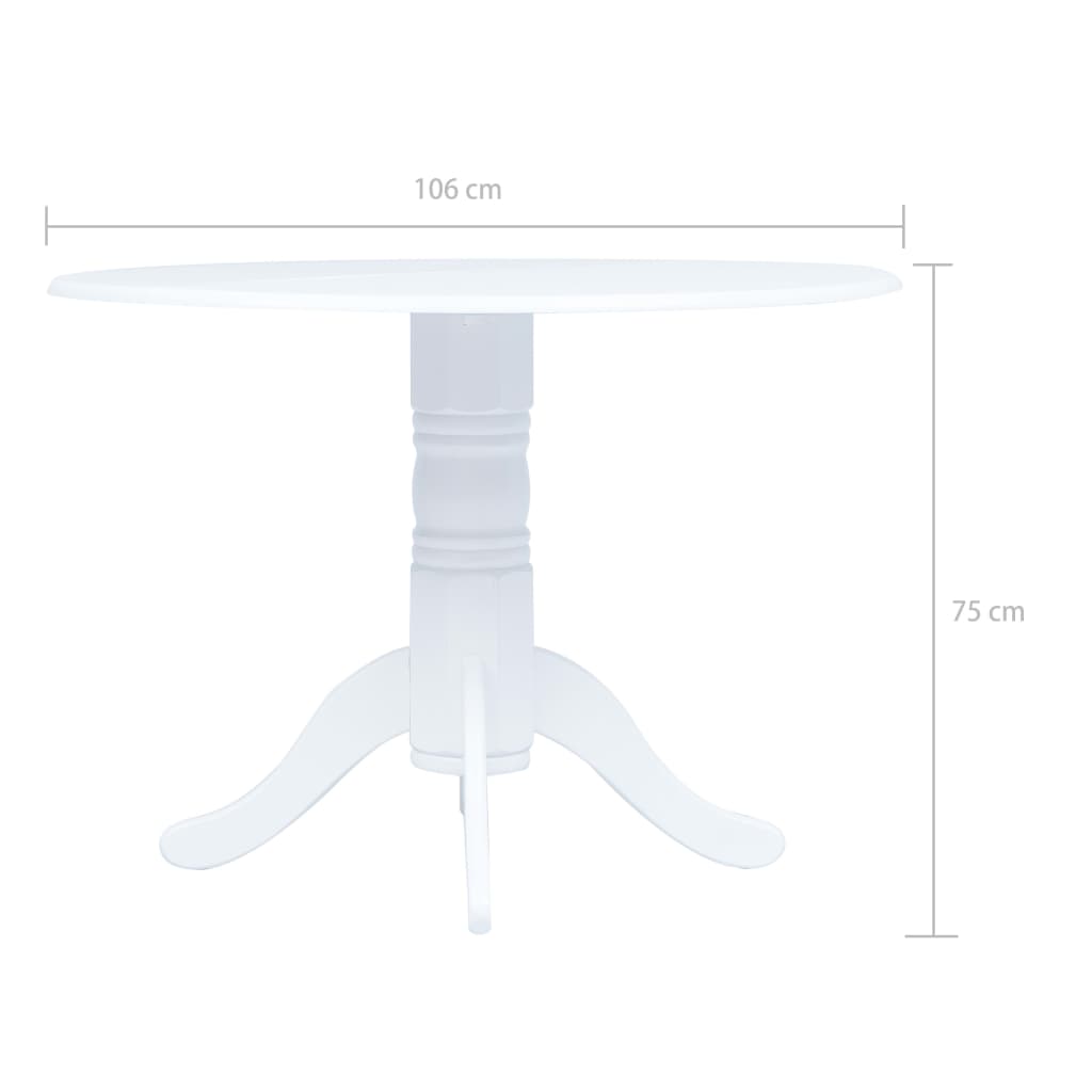 Table à manger blanche 106 cm en bois d'hévéa massif