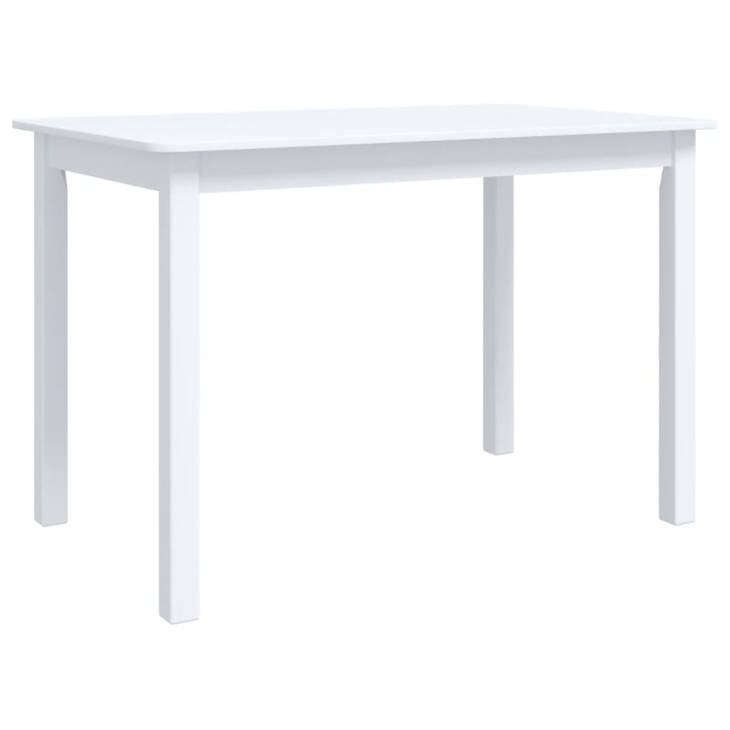 Table à manger blanche 114x71x75 cm en bois d'hévéa massif
