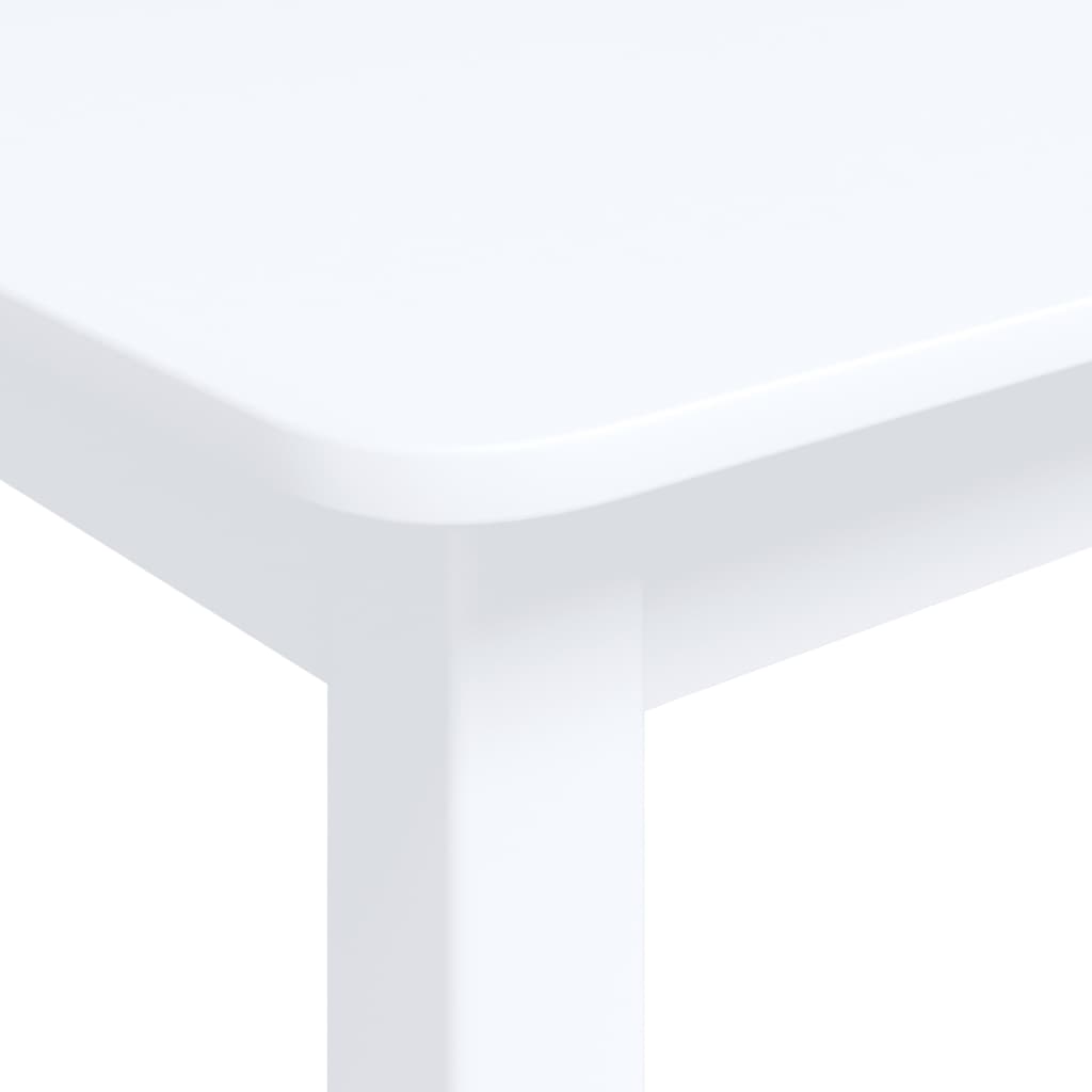 Table à manger blanche 114x71x75 cm en bois d'hévéa massif
