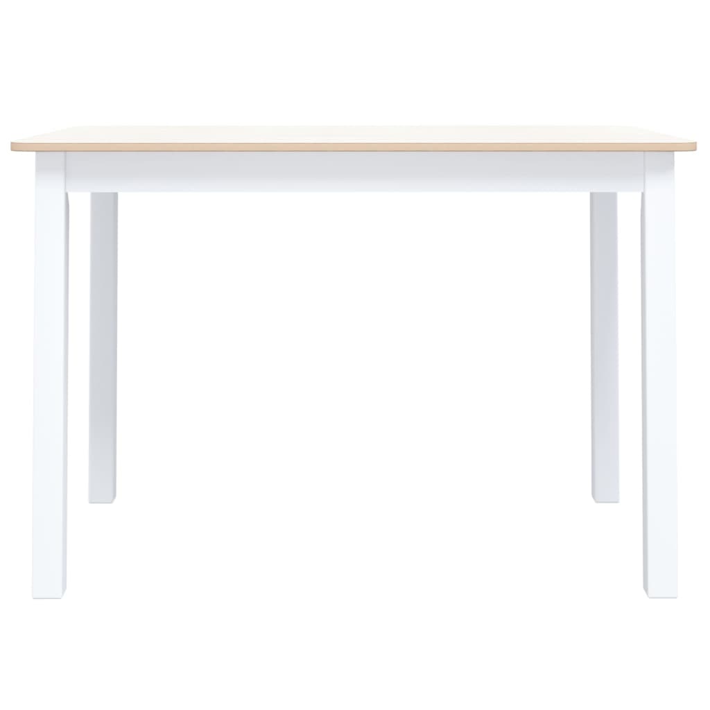Table à manger blanche et marron 114x71x75 cm en bois d'hévéa massif