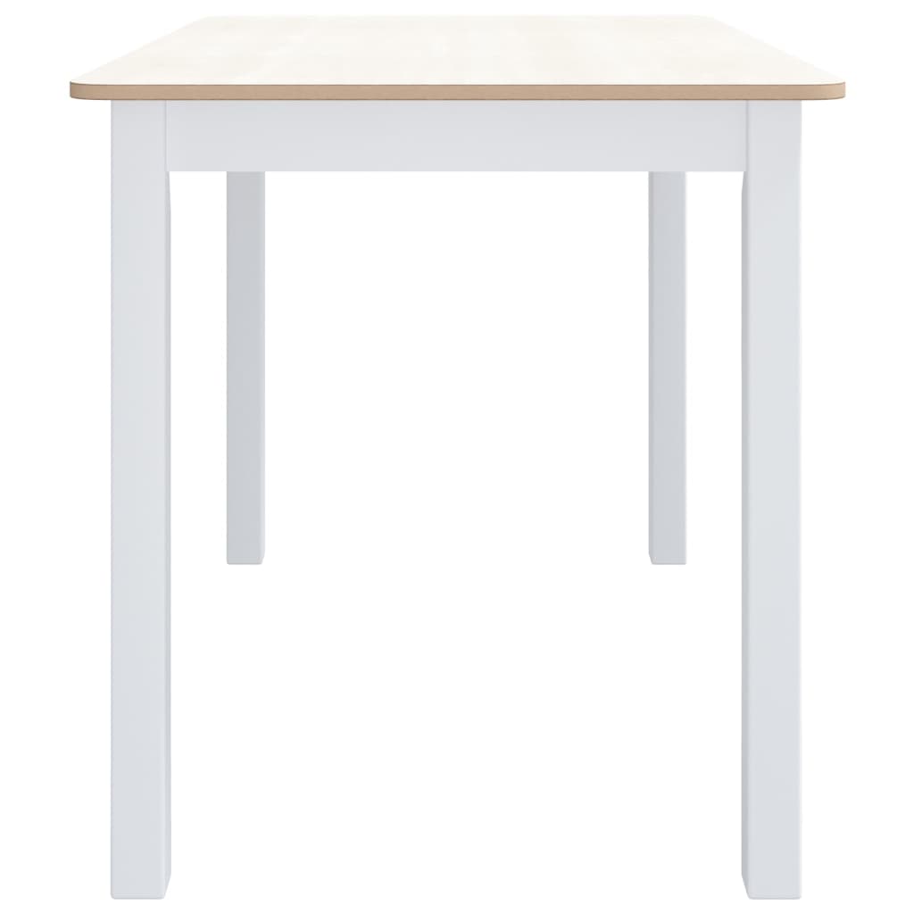 Table à manger blanche et marron 114x71x75 cm en bois d'hévéa massif