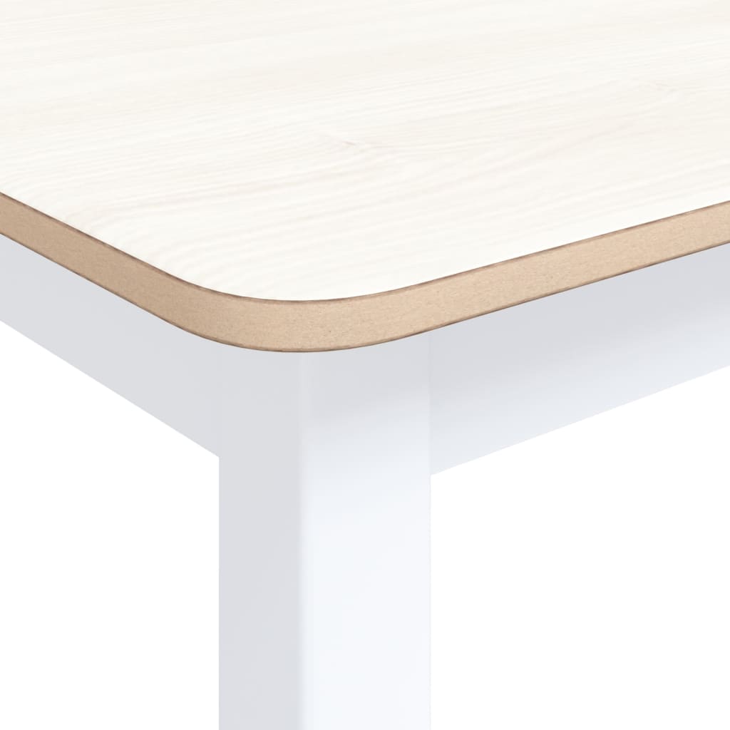 Table à manger blanche et marron 114x71x75 cm en bois d'hévéa massif