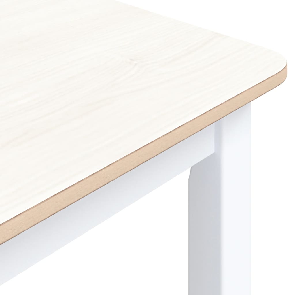 Table à manger blanche et marron 114x71x75 cm en bois d'hévéa massif