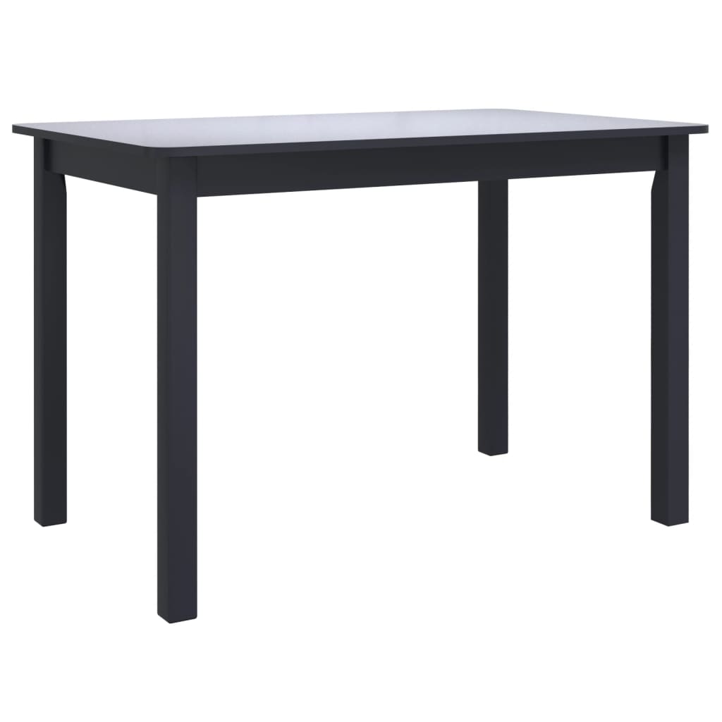 Table à manger noire 114x71x75 cm en bois d'hévéa massif
