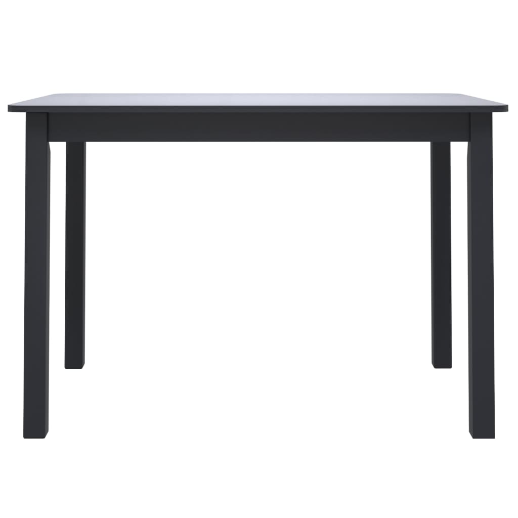 Table à manger noire 114x71x75 cm en bois d'hévéa massif