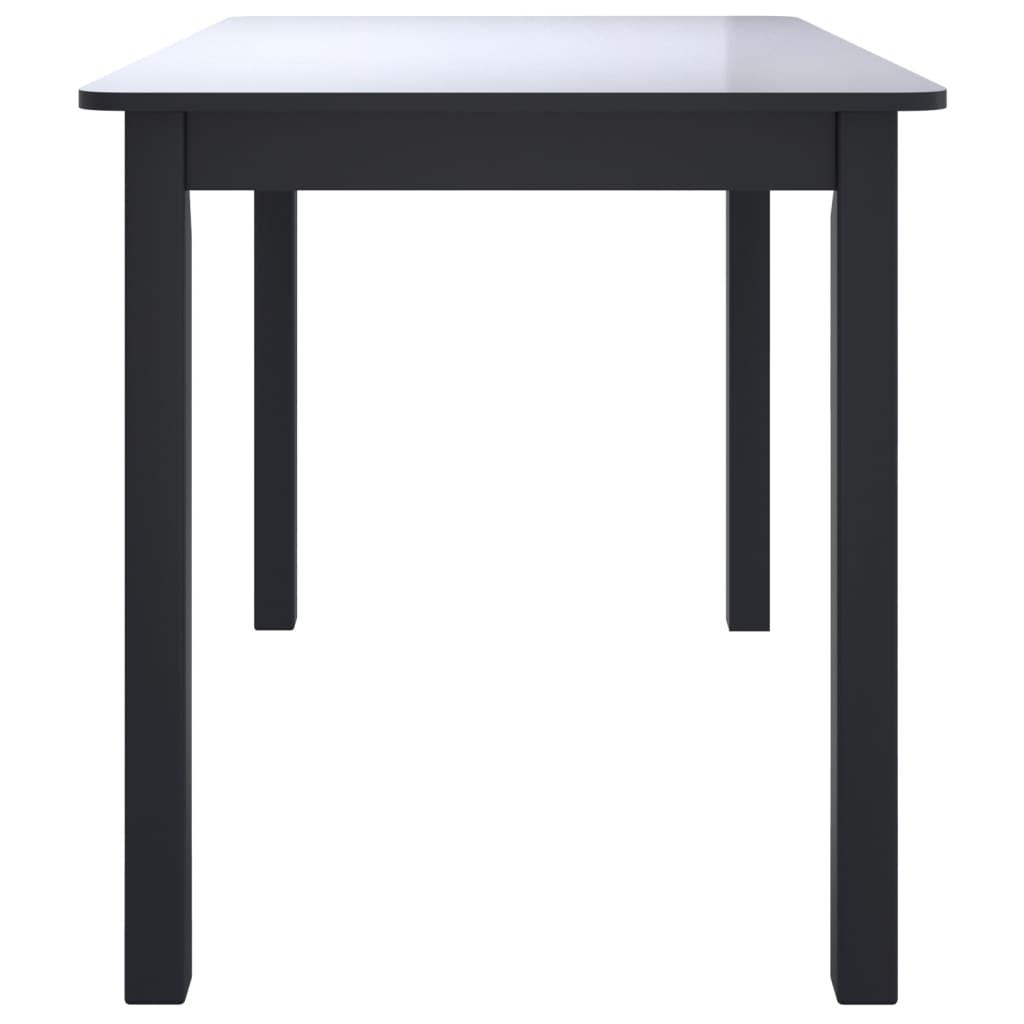 Table à manger noire 114x71x75 cm en bois d'hévéa massif