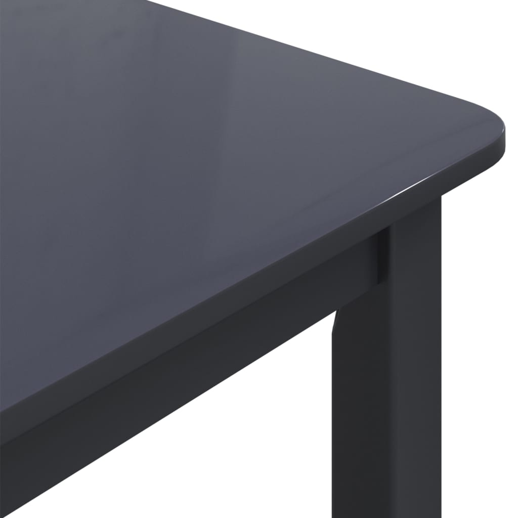 Table à manger noire 114x71x75 cm en bois d'hévéa massif