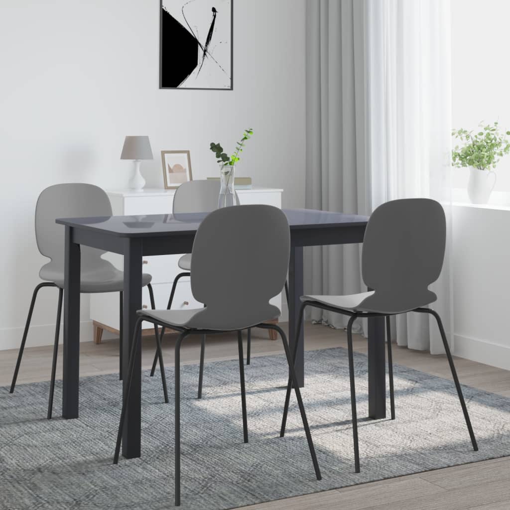 Table à manger noire 114x71x75 cm en bois d'hévéa massif