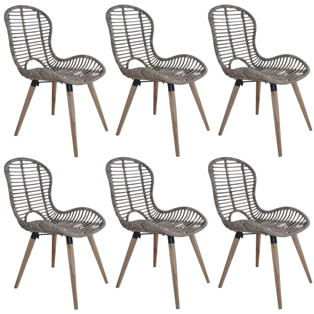 Dining room chairs 6 pcs. Natural rattan brown