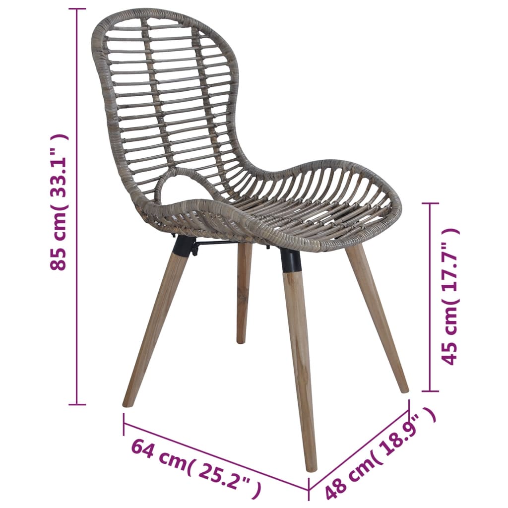 Dining room chairs 6 pcs. Natural rattan brown
