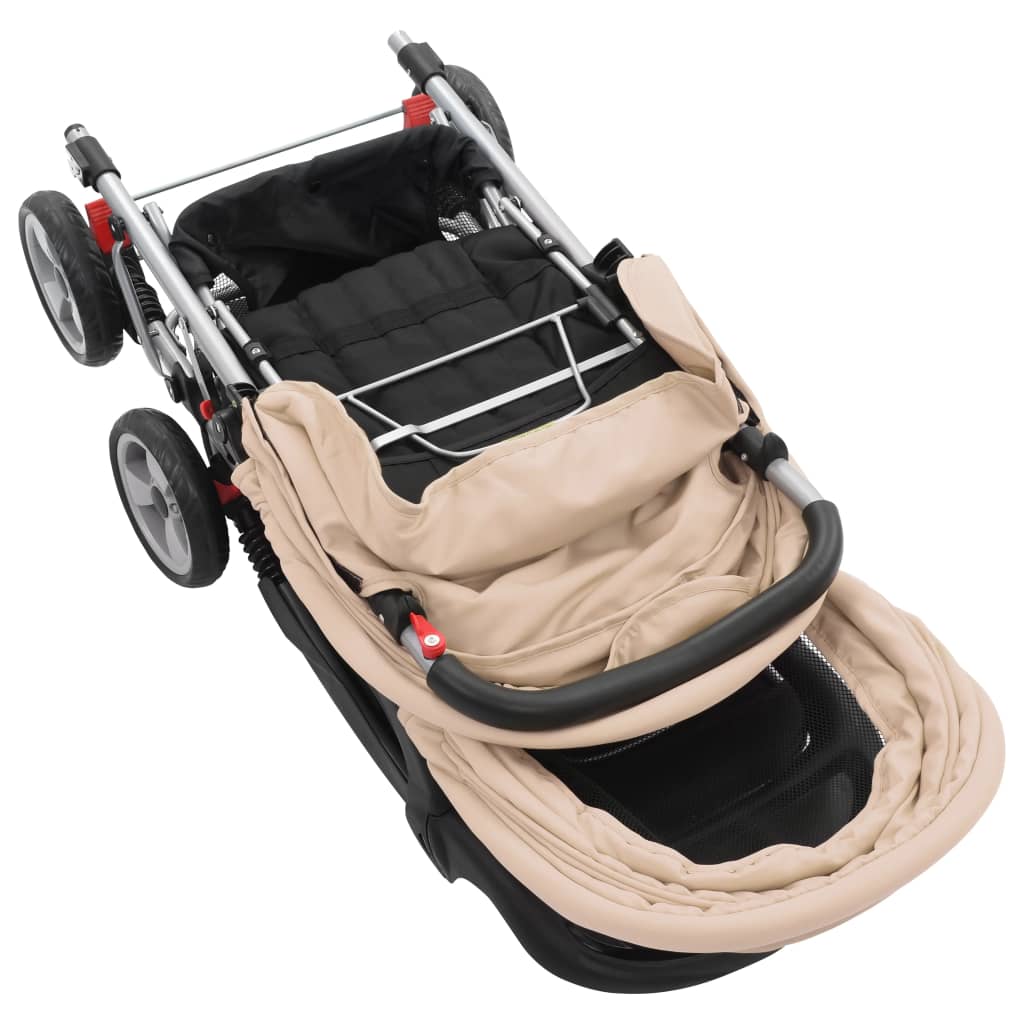 Tandem-Kinderwagen Stahl Taupe und Schwarz