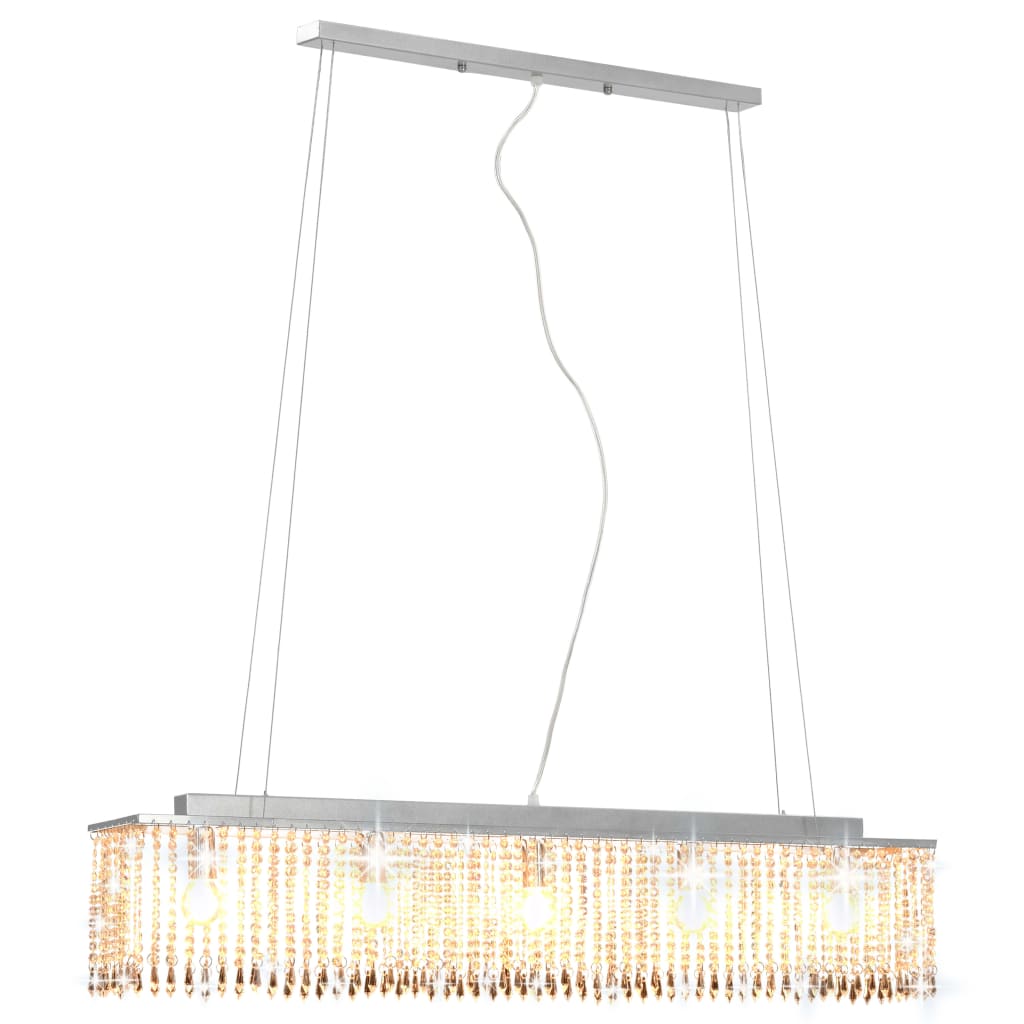 Ceiling light with crystal beads silver 104 cm E14
