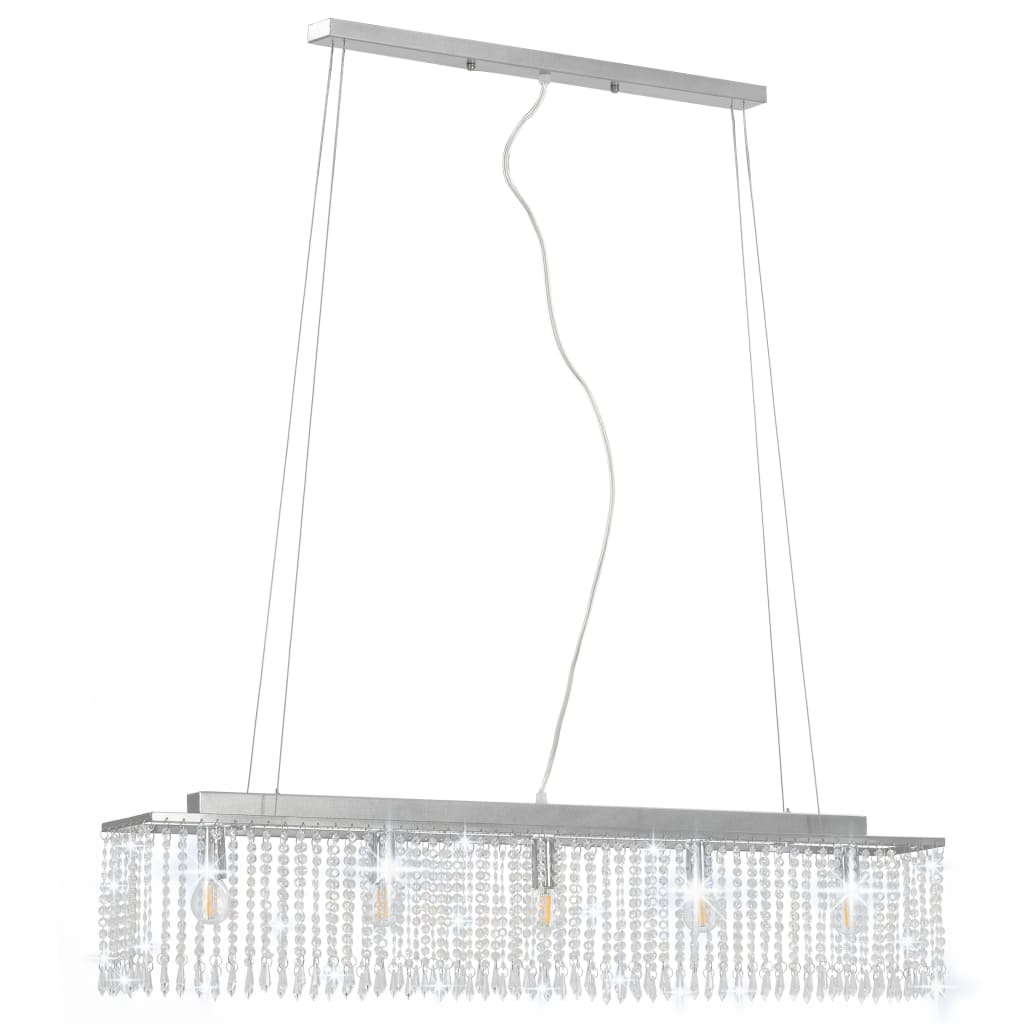 Ceiling light with crystal beads silver 104 cm E14