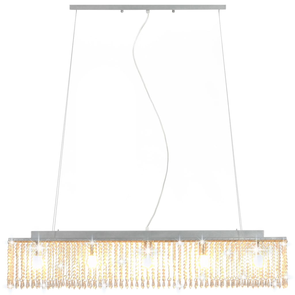 Ceiling light with crystal beads silver 104 cm E14
