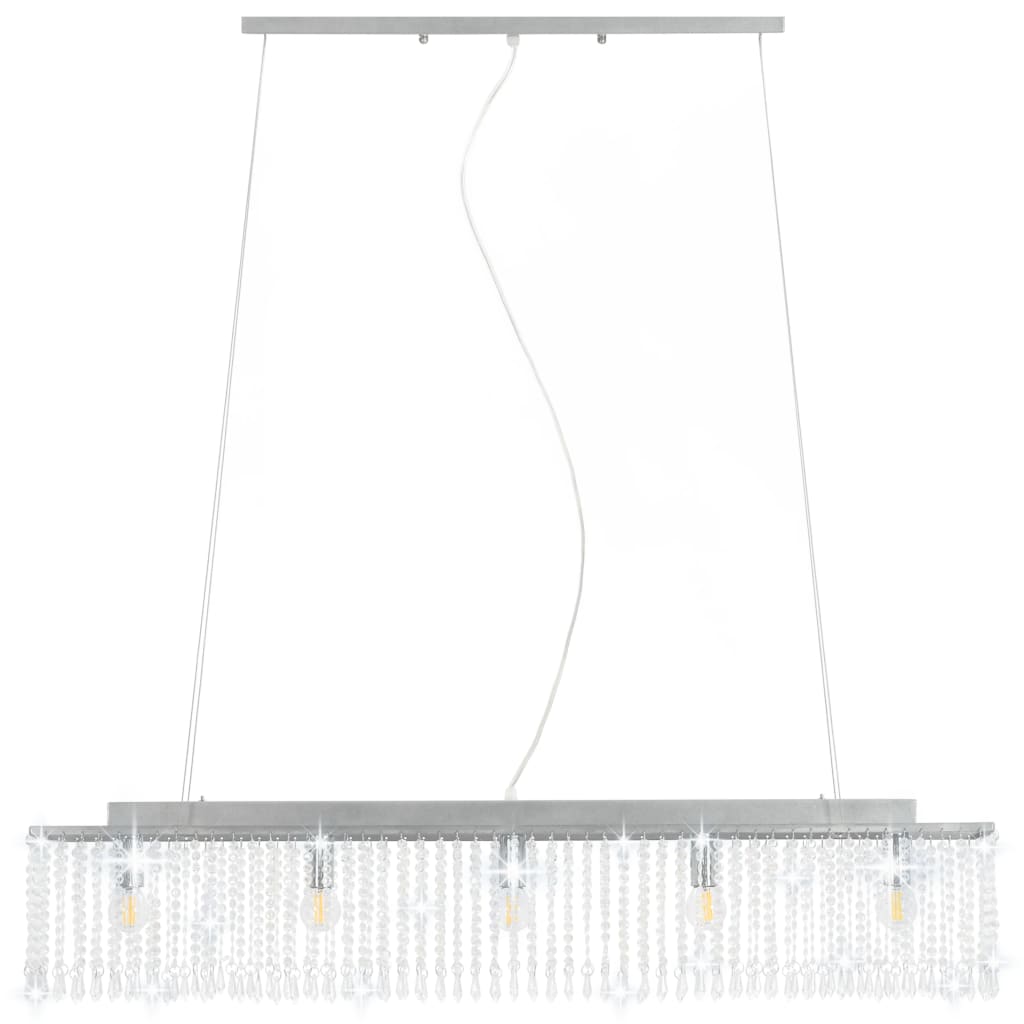 Ceiling light with crystal beads silver 104 cm E14