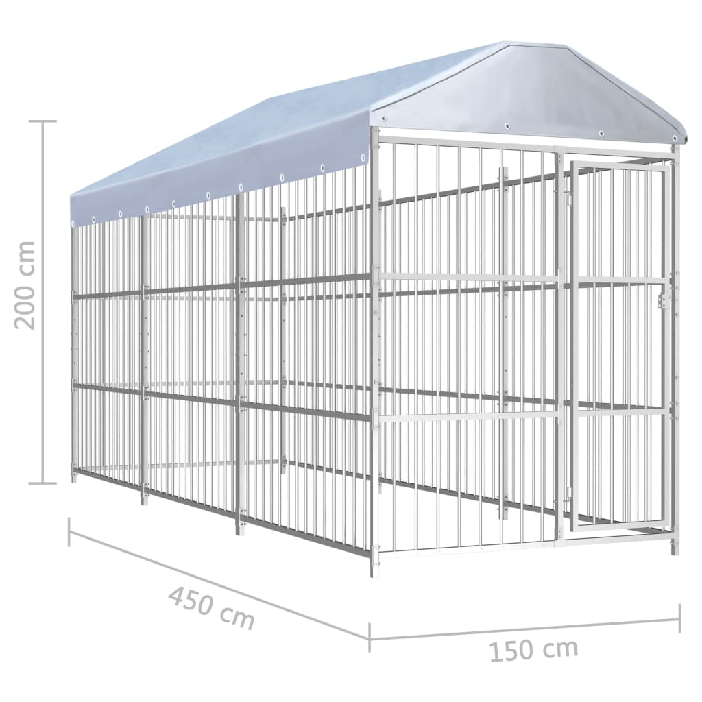 Outdoor-Hundezwinger mit Überdachung 450×150×200 cm