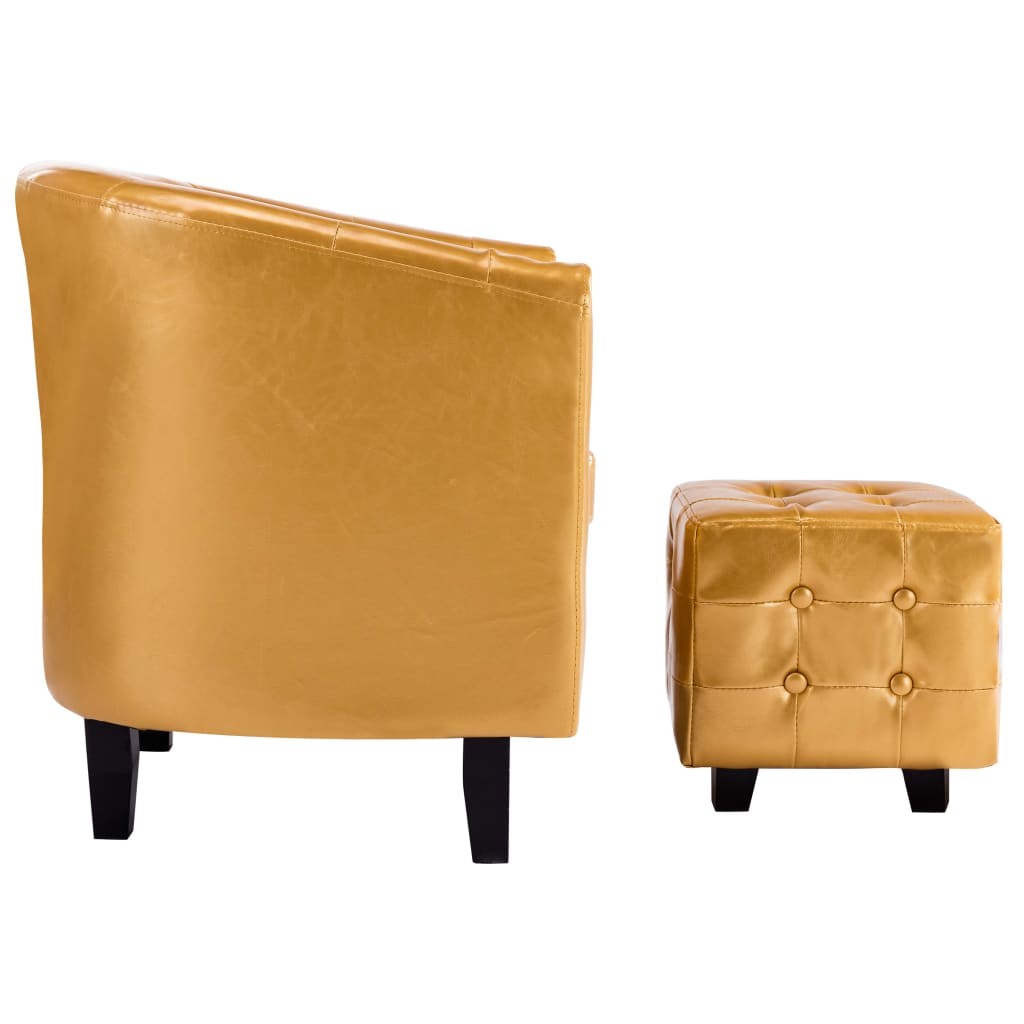 Clubsessel mit Hocker Golden Kunstleder