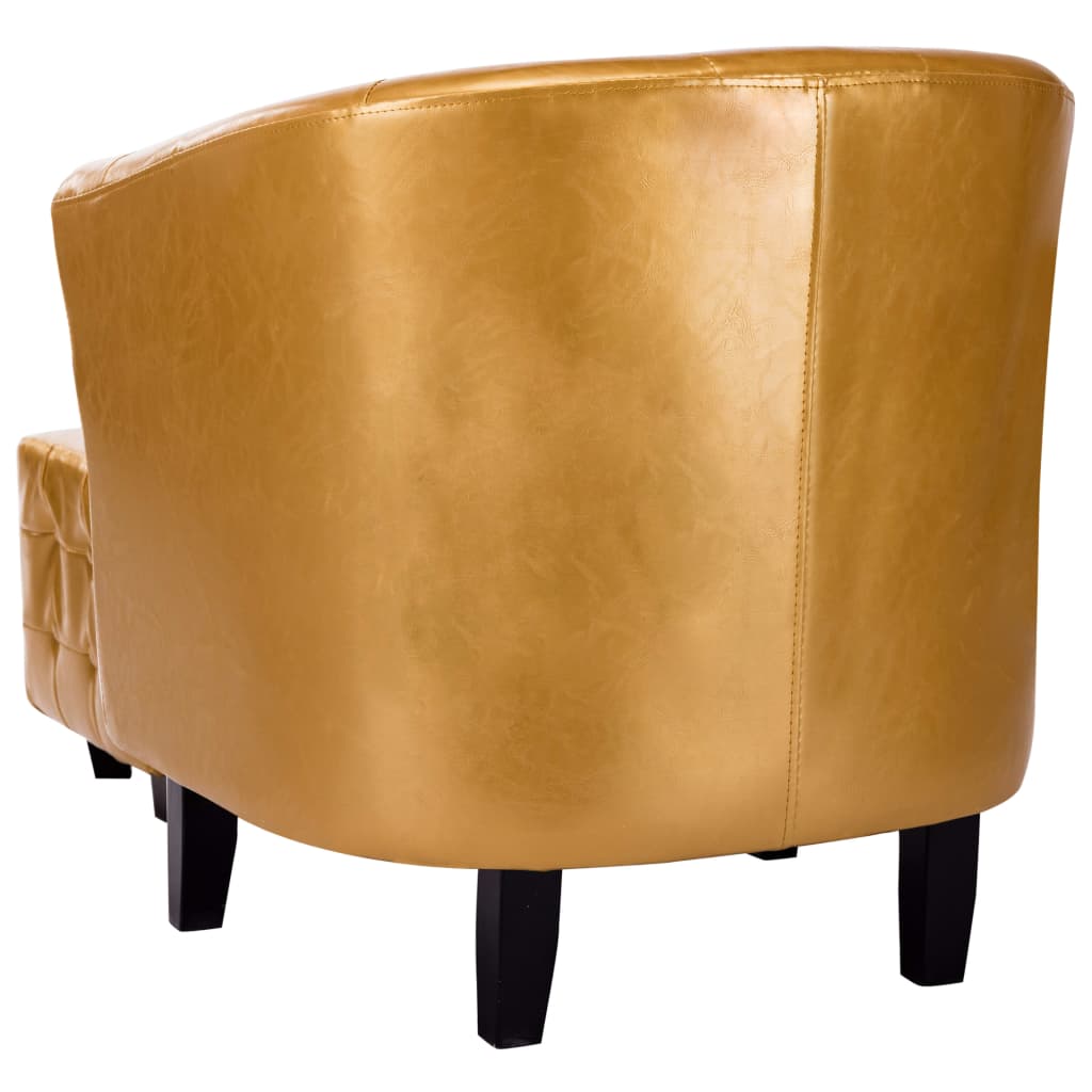 Clubsessel mit Hocker Golden Kunstleder