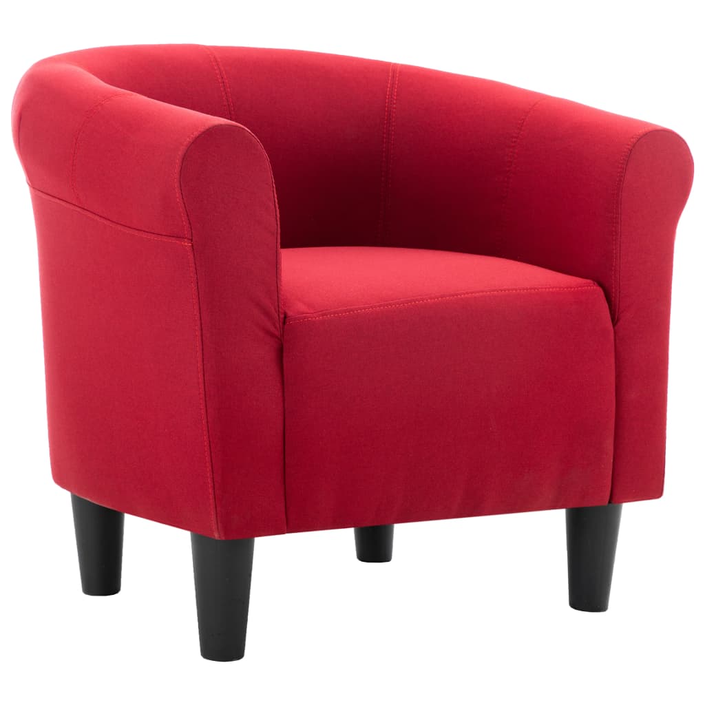 2-tlg. Sessel und Hocker Set Weinrot Stoff