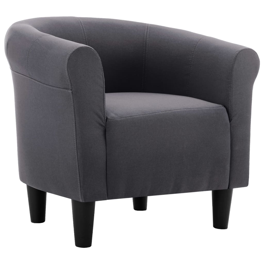 2-tlg. Sessel und Hocker Set Schwarz Stoff