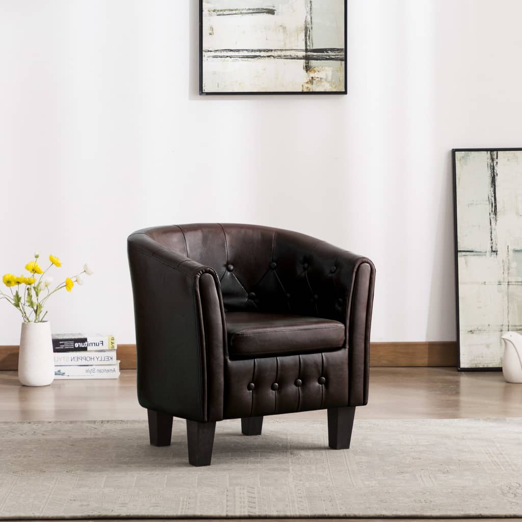 Clubsessel Braun Kunstleder